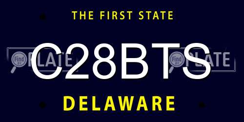 C28BTS Delaware License Plate