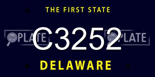 C3252 Delaware License Plate