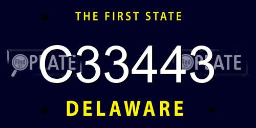 C33443 Delaware License Plate