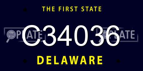 C34036 Delaware License Plate