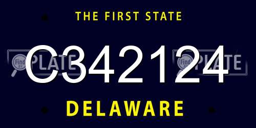 C342124 Delaware License Plate