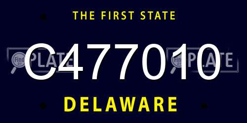C477010 Delaware License Plate