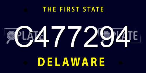 C477294 Delaware License Plate