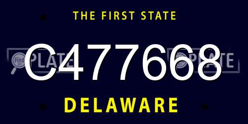 C477668 Delaware License Plate