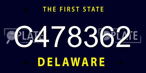 C478362 Delaware License Plate