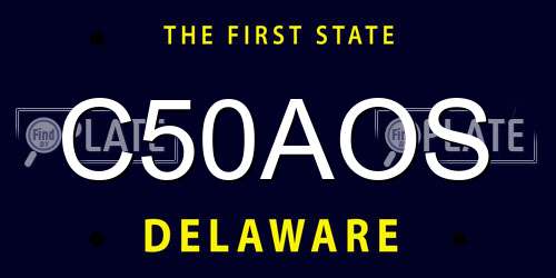 C50AOS Delaware License Plate