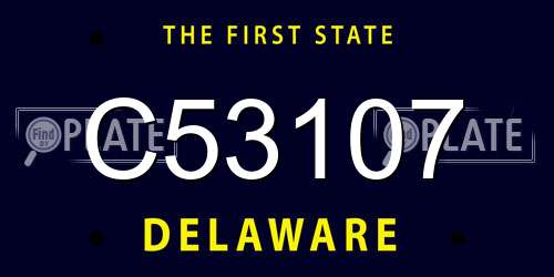 C53107 Delaware License Plate