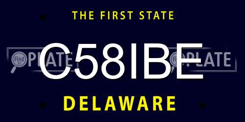 C58IBE Delaware License Plate