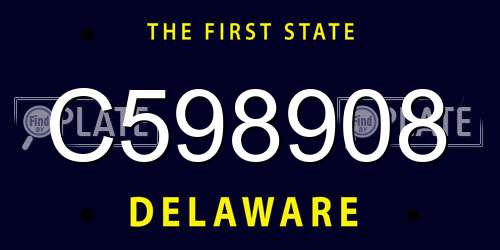 C598908 Delaware License Plate