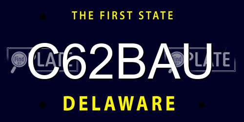 C62BAU Delaware License Plate