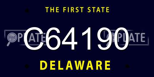 C64190 Delaware License Plate