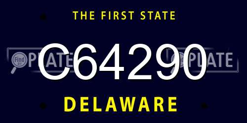 C64290 Delaware License Plate