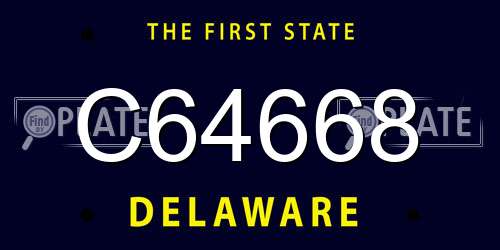 C64668 Delaware License Plate