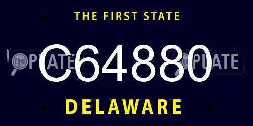 C64880 Delaware License Plate