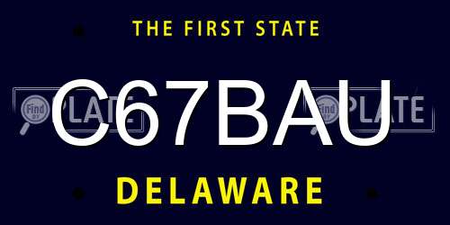 C67BAU Delaware License Plate