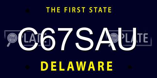 C67SAU Delaware License Plate