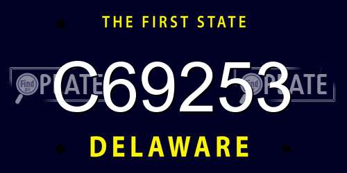 C69253 Delaware License Plate