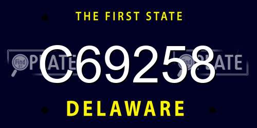 C69258 Delaware License Plate