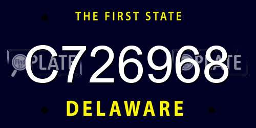 C726968 Delaware License Plate
