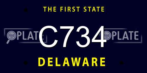 C734 Delaware License Plate