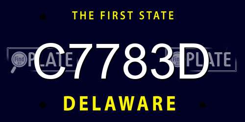 C7783D Delaware License Plate