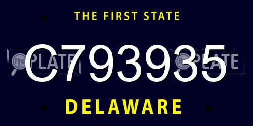 C793935 Delaware License Plate
