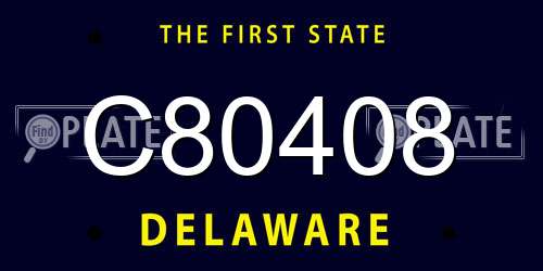 C80408 Delaware License Plate