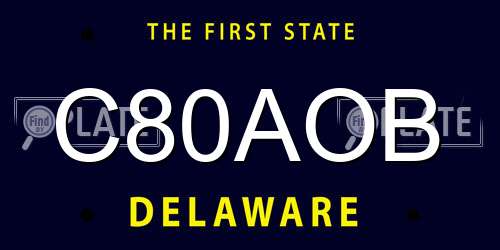 C80AOB Delaware License Plate
