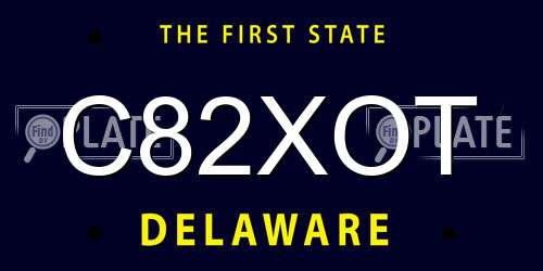 C82XOT Delaware License Plate
