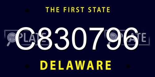 C830796 Delaware License Plate