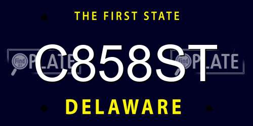 C858ST Delaware License Plate