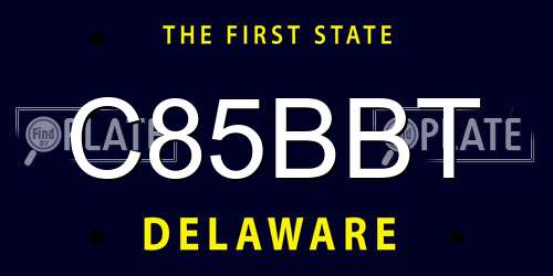 C85BBT Delaware License Plate