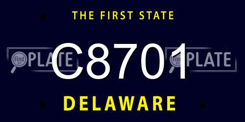 C8701 Delaware License Plate