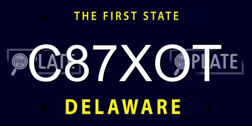 C87XOT Delaware License Plate