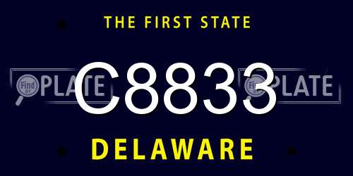 C8833 Delaware License Plate