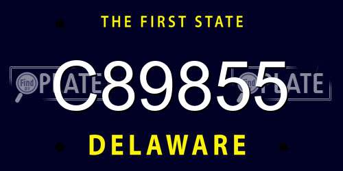 C89855 Delaware License Plate