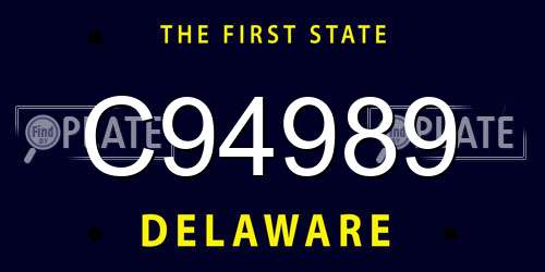 C94989 Delaware License Plate