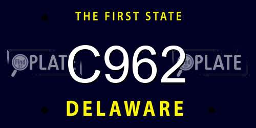 C962 Delaware License Plate