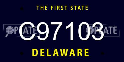 C97103 Delaware License Plate
