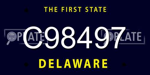 C98497 Delaware License Plate