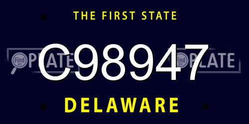 C98947 Delaware License Plate