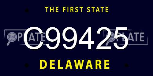 C99425 Delaware License Plate