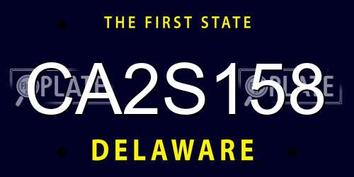 CA2S158 Delaware License Plate