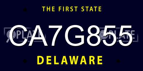 CA7G855 Delaware License Plate