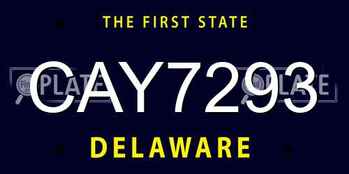 CAY7293 Delaware License Plate