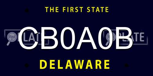 CB0A0B Delaware License Plate