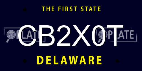 CB2X0T Delaware License Plate