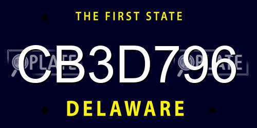 CB3D796 Delaware License Plate