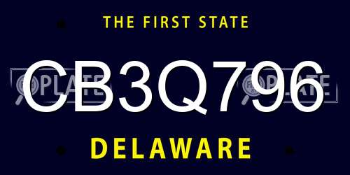 CB3Q796 Delaware License Plate