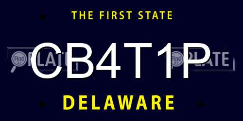 CB4T1P Delaware License Plate